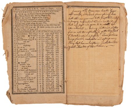 Lot #4010 Theodore Foster's (6) Historic Revolution-Era Almanacs with Secret Handwritten Diary Entries - “April 19, 1775. This is the Memorable Day when Civil War commences between The Kings Troops and the North Americans” - Image 16