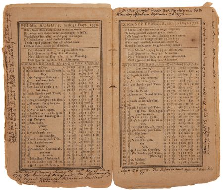 Lot #4010 Theodore Foster's (6) Historic Revolution-Era Almanacs with Secret Handwritten Diary Entries - “April 19, 1775. This is the Memorable Day when Civil War commences between The Kings Troops and the North Americans” - Image 18