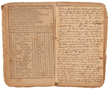 Lot #4010 Theodore Foster's (6) Historic Revolution-Era Almanacs with Secret Handwritten Diary Entries - “April 19, 1775. This is the Memorable Day when Civil War commences between The Kings Troops and the North Americans” - Image 4