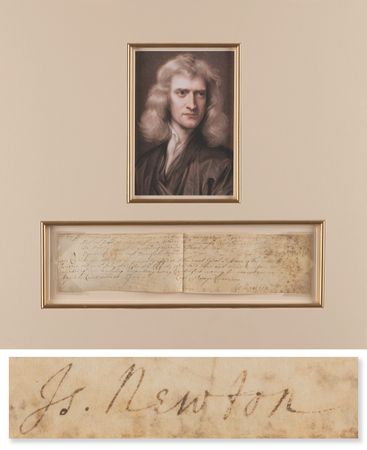 Lot #4090 Isaac Newton Document Signed as Warden