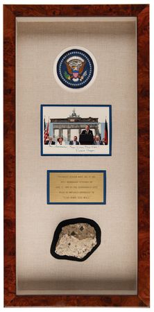 Lot #4006 Ronald Reagan Signed Photograph and Berlin Wall Relic: 