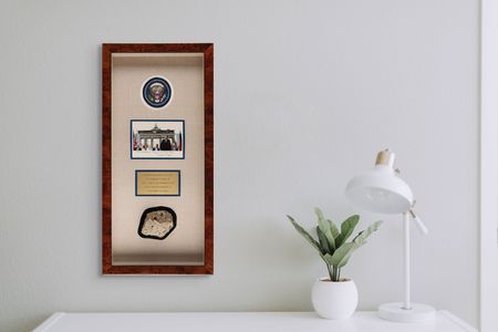 Lot #4006 Ronald Reagan Signed Photograph and Berlin Wall Relic: 