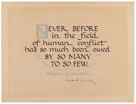 Lot #4012 Winston Churchill Signed Calligraphic Quotation: 