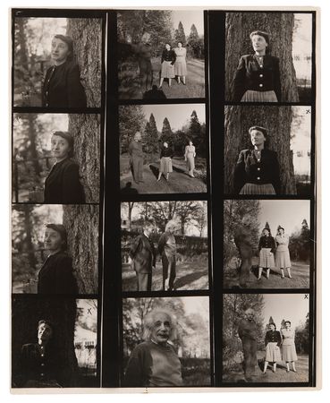 Lot #4105 Albert Einstein (2) Original Contact Sheet Photographs with Otto Nathan, Helen Dukas, and Margot Einstein - Image 2