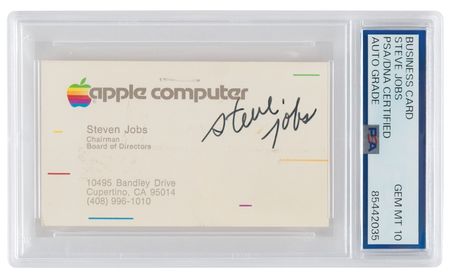 Lot #4030 Steve Jobs Signed Apple Business Card (c. 1983) - PSA GEM MT 10 - Image 1