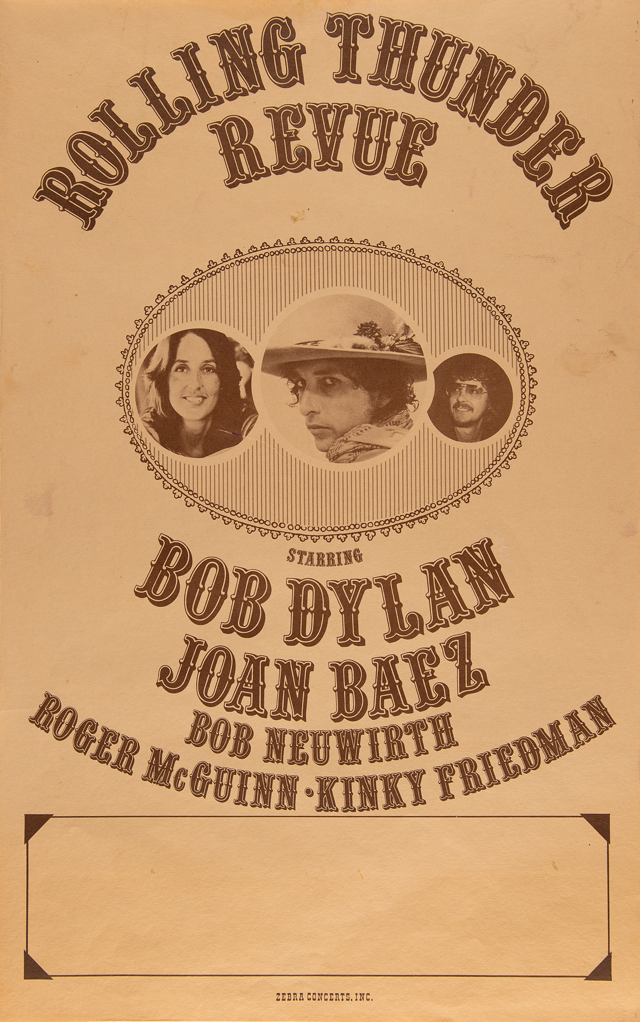 Bob Dylan Rare 1976 Rolling Thunder Revue Concert Poster