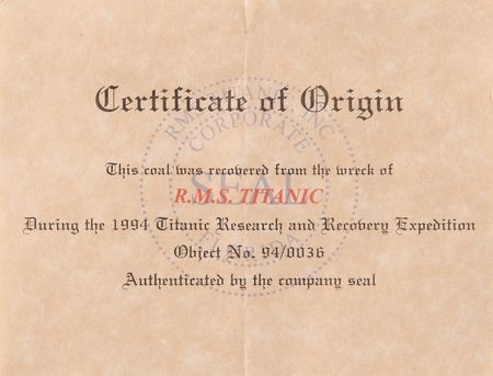 Lot #314 Titanic: Coal Piece Recovered from Wreck Site - Image 4