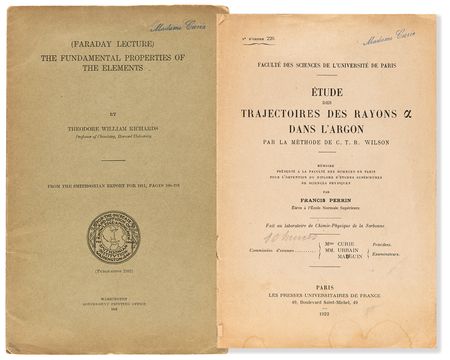 Lot #231 Marie Curie's Scientific Pamphlets - 'Fundamental Properties of the Elements' and 'Etude des Trajectoires des Rayons' - Image 1