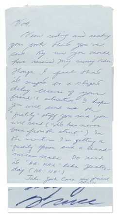 Lot #473 Bruce Lee Autograph Letter Signed to Drug Dealer and Fist of Fury Co-Star Robert Baker: 