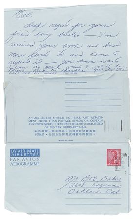 Lot #473 Bruce Lee Autograph Letter Signed to Drug Dealer and Fist of Fury Co-Star Robert Baker: 