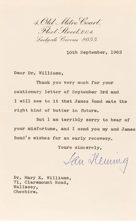 Lot #424 Ian Fleming Typed Letter Signed with TWO Rare Full 