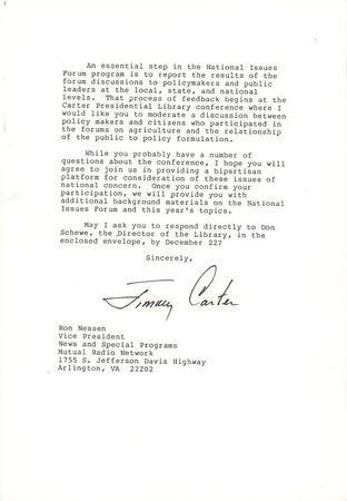 Lot #79 Jimmy Carter Typed Letter Signed on the Fifth Presidential Library Conference on the Public and Public Policy - Image 2