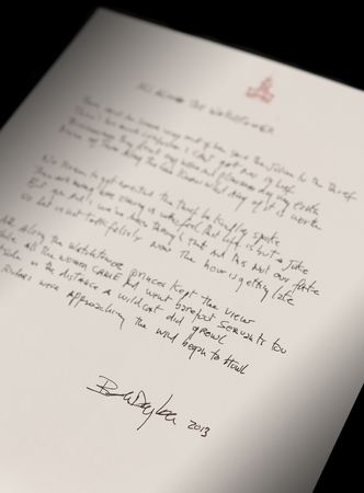 Lot #622 Bob Dylan Handwritten and Signed Lyrics for 'All Along the Watchtower' - Image 1