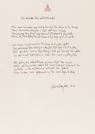 Lot #622 Bob Dylan Handwritten and Signed Lyrics for 'All Along the Watchtower' - Image 2