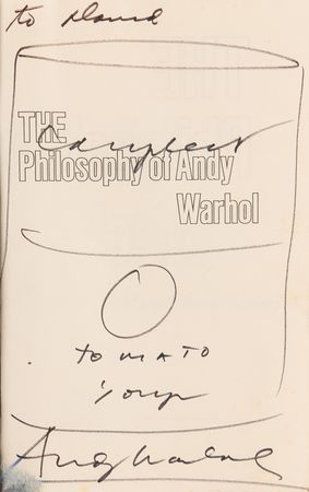 Lot #406 Andy Warhol Signed Book with Sketch of Campbell's 