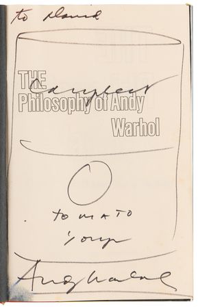 Lot #406 Andy Warhol Signed Book with Sketch of Campbell's 