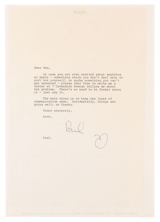 Lot #664 Beatles: Paul McCartney Typed Letter Signed with 'Apple' Sketch - Image 1