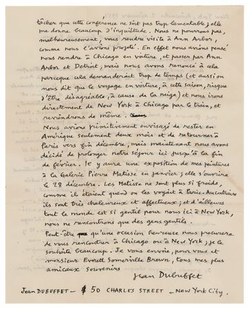 Lot #408 Jean Dubuffet Autograph Letter Signed - Image 2