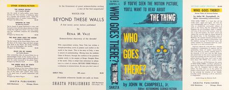 Lot #443 John W. Campbell, Jr.: Who Goes There?  Original Unused Dust Jacket - Image 1