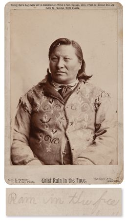 Lot #245 Rain in the Face Incredibly Rare Signed Cabinet Photograph - Signed at the 1893 World's Fair - Image 1