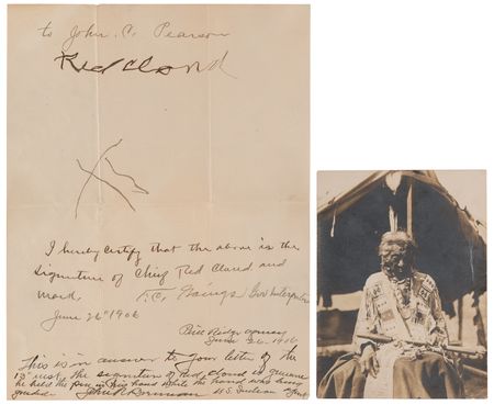 Lot #246 Red Cloud Signature and Photograph - Image 1