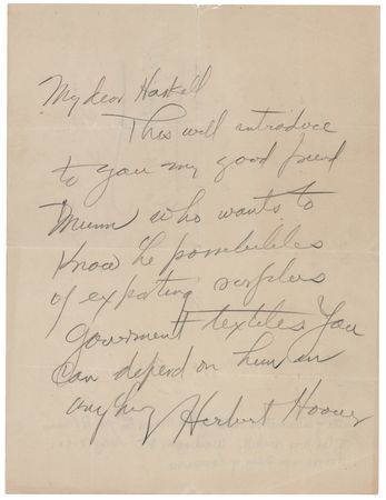 Lot #135 Herbert Hoover Autograph Letter Signed - Image 1