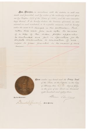 Lot #92 Grover Cleveland Document Signed, Regulating Emissions in New York - Image 2