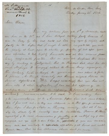 Lot #26 Millard Fillmore Autograph Letter Signed on Franklin Pierce's Government and an Audience with Pope Pius IX - Image 1
