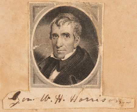 Lot #129 William Henry Harrison Incredibly Rare Signed Engraving - Image 2