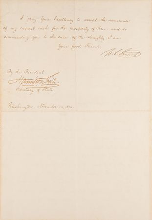 Lot #42 U. S. Grant Letter Signed as President to the Newly Elected President of Peru - Image 4