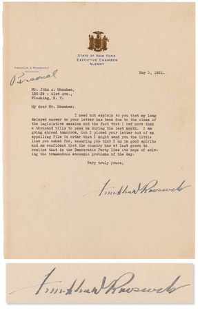 Lot #174 Franklin D. Roosevelt Typed Letter Signed on the Democratic Party's Solutions to Economic Problems - Image 1