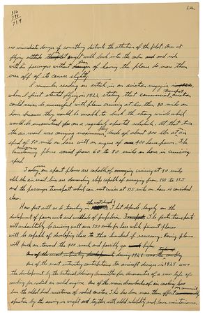 Lot #362 Charles Lindbergh Handwritten New York Times Manuscript on Advances in Air Travel: 
