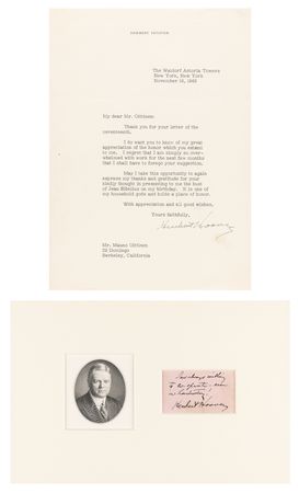 Lot #138 Herbert Hoover Signature and Typed Letter Signed - Image 1
