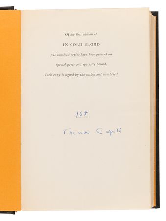 Lot #445 Truman Capote Signed Book - In Cold Blood (Ltd. Ed. # 165/500) - Image 4