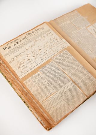 Lot #36 Abraham Lincoln: The Civil War Scrapbook of Abraham Jonas, State Legislator, Valued Friend of Lincoln, Father of Union and Confederate Soldiers - Containing (120+) Pages of Period Clippings and Publications (Both Sides of the Conflict) - Image 1