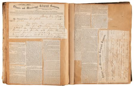 Lot #36 Abraham Lincoln: The Civil War Scrapbook of Abraham Jonas, State Legislator, Valued Friend of Lincoln, Father of Union and Confederate Soldiers - Containing (120+) Pages of Period Clippings and Publications (Both Sides of the Conflict) - Image 4