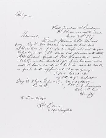 Lot #326 J. E. B. Stuart Triple-Signed Handwritten Letter of Recommendation for Himself - Image 5