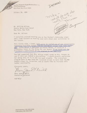 Lot #60 Ronald Reagan Autograph Note Signed on His Eye Donor Pledge - Image 3