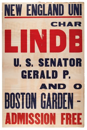 Lot #366 Charles Lindbergh Original Canceled 'New England United Against War' Poster (Boston Garden, December 12, 1941) - Image 2