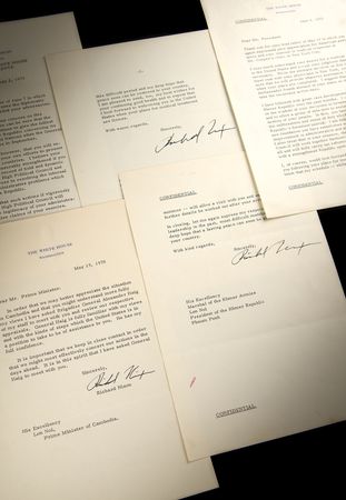 Lot #55 Richard Nixon Historical (3) Typed Letters Signed to Khmer Republic President Lon Nol - A Diplomatic Detail of American Support of Cambodia During the Vietnam War - Image 1