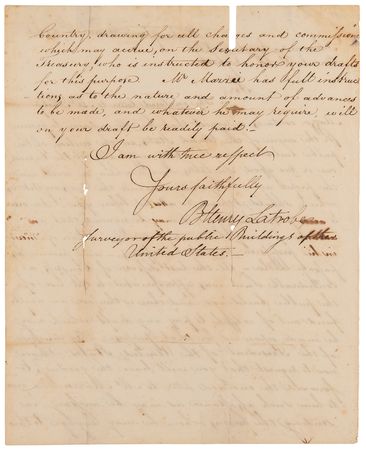 Lot #401 Benjamin Latrobe Autograph Letter Signed, Seeking Italian Sculptors for the U.S. Capitol - Image 2