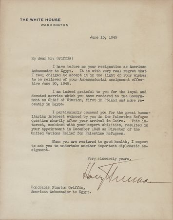 Lot #191 Harry S. Truman Typed Letter Signed as