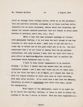 Lot #486 Cecil B. DeMille Typed Letter Signed, Planning for the Egyptian Production of The Ten Commandments - Image 2