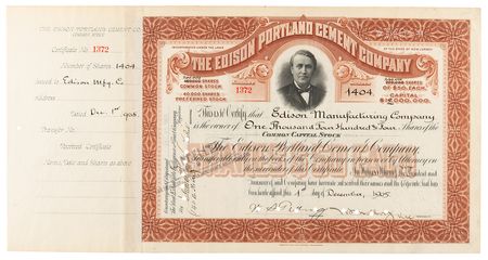 Lot #234 Thomas Edison Signed Stock Certificate for the 'Edison Manufacturing Company,' with Scarce Full Signature - Image 2
