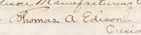 Lot #234 Thomas Edison Signed Stock Certificate for the 'Edison Manufacturing Company,' with Scarce Full Signature - Image 4