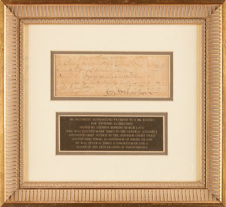Lot #272 Stephen Hopkins Document Signed as the Colonial Governor of Rhode Island - Image 1