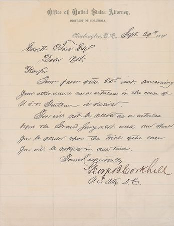 Lot #118 James A. Garfield Assassination: Bulletin on the President's Condition, Letter by Guiteau's Prosecutor, and Memorial Engraving - Image 2