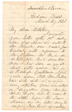 Lot #27 Franklin Pierce Autograph Letter Signed on the Eve of War - 