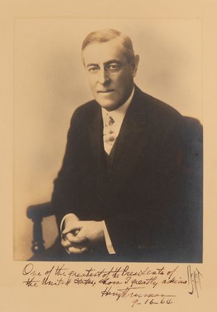 Lot #188 Harry S. Truman Signed Photograph of Woodrow Wilson - Image 1