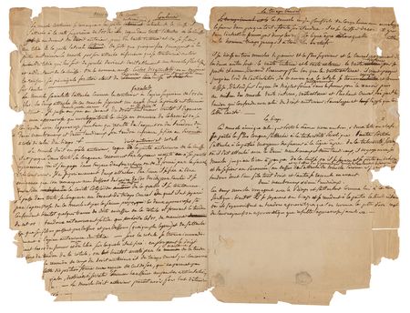 Lot #400 Eugene Delacroix (2) Handwritten Manuscripts with Original Watercolor Painting - Image 2